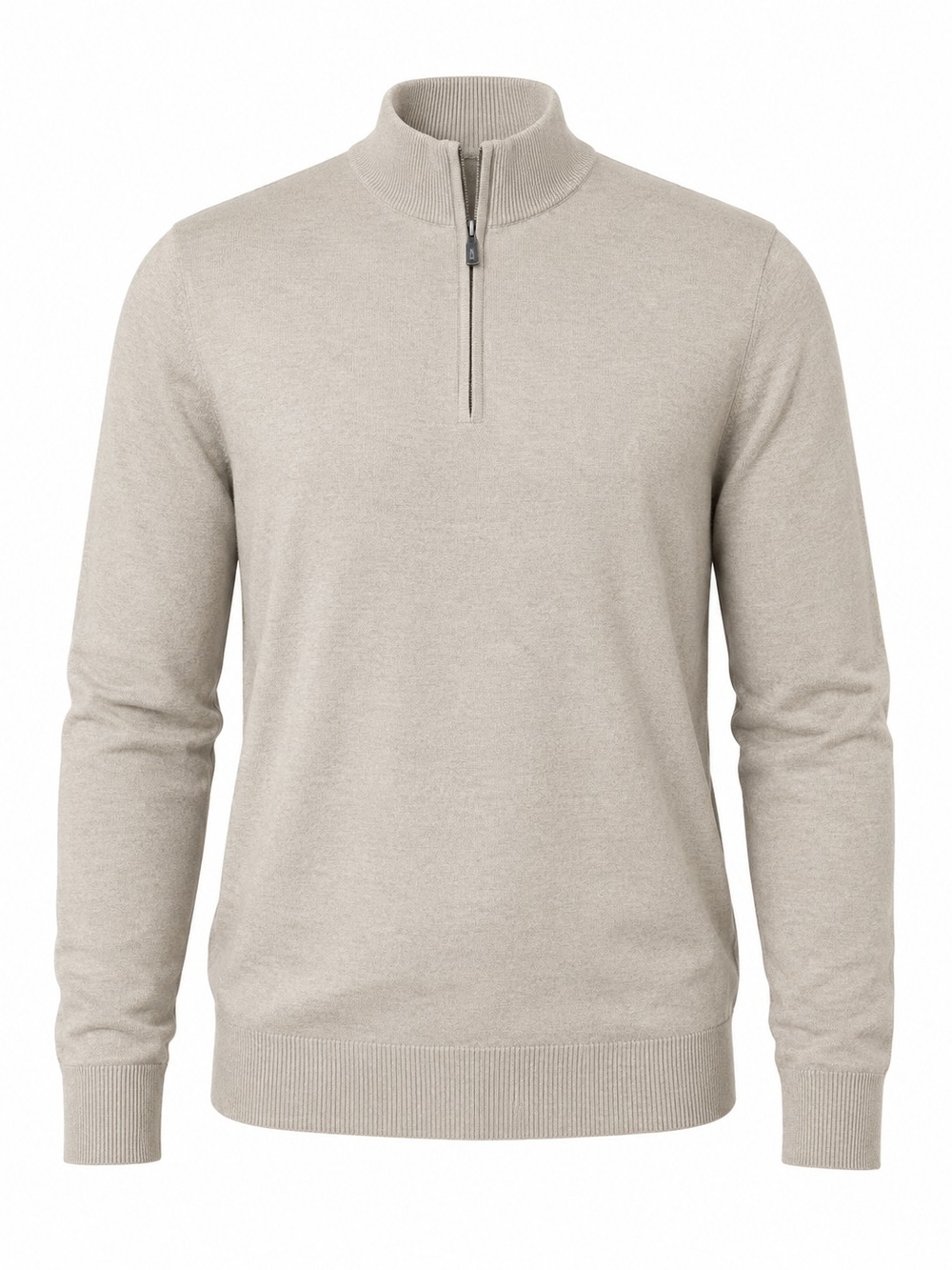 JOSEPH A. BANK | Pima Cotton Mock‎ Neck Quarter Zip Sweater Tan | XL Tall